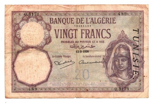 Tunisia vecchia banconota da - -,